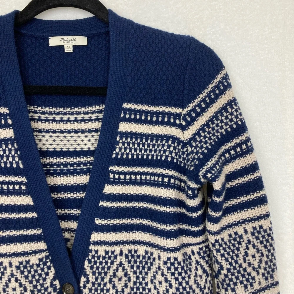 Madewell Women’s Merino Wool Fair Isle Button Cardigan sz XS